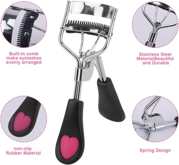14 Pcs Eyelash Curler Set, 3 in 1 Eyelash Curler with Built in Comb, Include Eyelash Curler, Eyelash Comb Eyebrow Brush and Refill Pads, Eyelash Applicator Tool for Women (Size:14 Pcs/Set) - Image 3