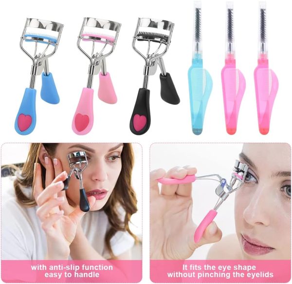 14 Pcs Eyelash Curler Set, 3 in 1 Eyelash Curler with Built in Comb, Include Eyelash Curler, Eyelash Comb Eyebrow Brush and Refill Pads, Eyelash Applicator Tool for Women (Size:14 Pcs/Set) - Image 4