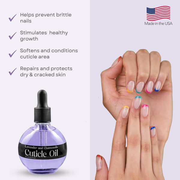 C CARE Lavender and chamomile Cuticle Oil For Nails - Repairs Cuticles Overnight - Moisturizes and Strengthens Nails and Cuticles - Dropper & Brush included - 2.5oz - Image 2