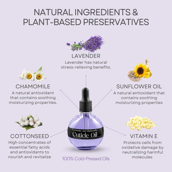 C CARE Lavender and chamomile Cuticle Oil For Nails - Repairs Cuticles Overnight - Moisturizes and Strengthens Nails and Cuticles - Dropper & Brush included - 2.5oz - Image 3