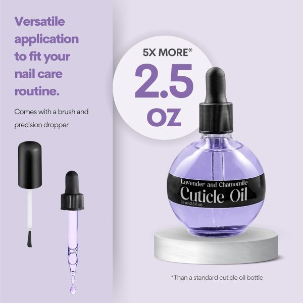 C CARE Lavender and chamomile Cuticle Oil For Nails - Repairs Cuticles Overnight - Moisturizes and Strengthens Nails and Cuticles - Dropper & Brush included - 2.5oz - Image 5