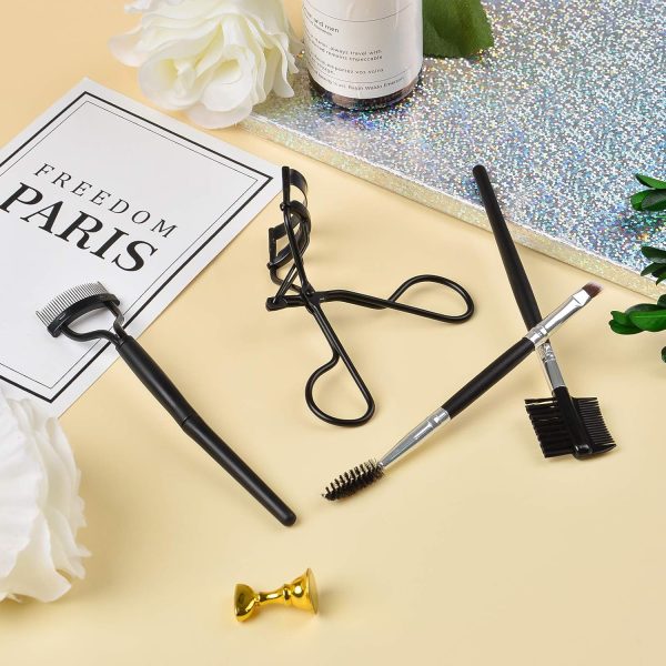 Eyelash Comb Brush Tools EBANKU 4pcs Eyebrow Brush Comb Eyelashes Curler Lash Separator Tool Double Ended Professional Eye Brow Spoolie Brushes for Makeup Grooming (Black) - Image 6