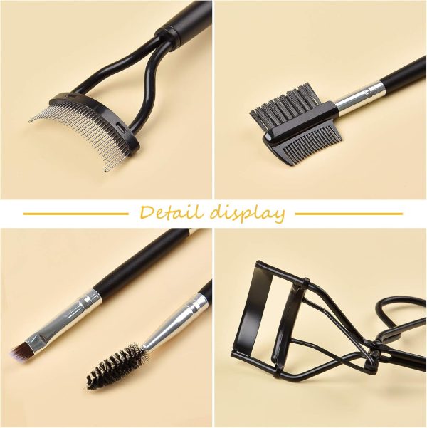 Eyelash Comb Brush Tools EBANKU 4pcs Eyebrow Brush Comb Eyelashes Curler Lash Separator Tool Double Ended Professional Eye Brow Spoolie Brushes for Makeup Grooming (Black) - Image 7