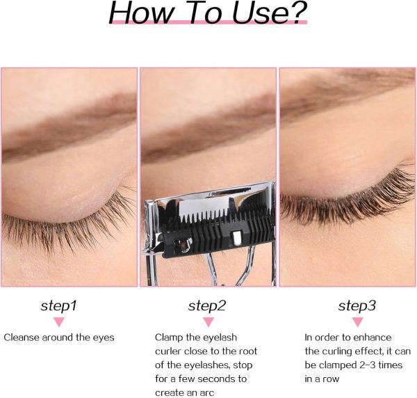 Eyelash Curlers with Comb,2 Pcs Eye Lash Curler Lash Tool Built in Comb Mini Makeup Lash Separator Tool Portable False Eyelashes Accessory (Black & Pink) - Image 4
