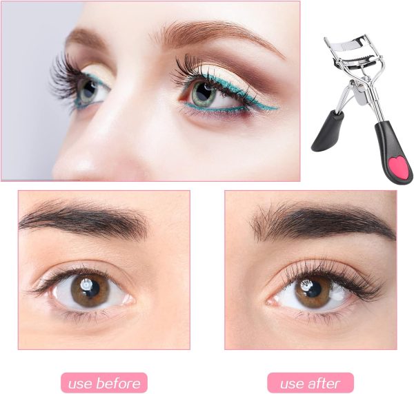 Eyelash Curlers with Comb,2 Pcs Eye Lash Curler Lash Tool Built in Comb Mini Makeup Lash Separator Tool Portable False Eyelashes Accessory (Black & Pink) - Image 5