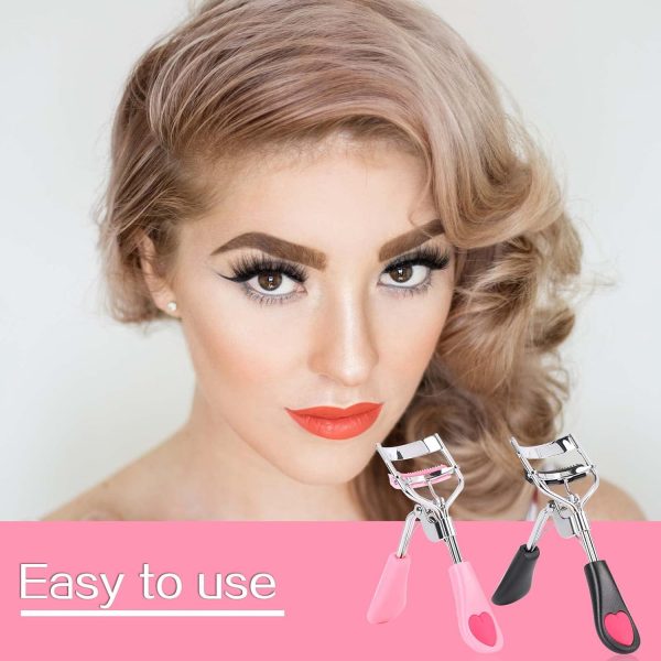 Eyelash Curlers with Comb,2 Pcs Eye Lash Curler Lash Tool Built in Comb Mini Makeup Lash Separator Tool Portable False Eyelashes Accessory (Black & Pink) - Image 8
