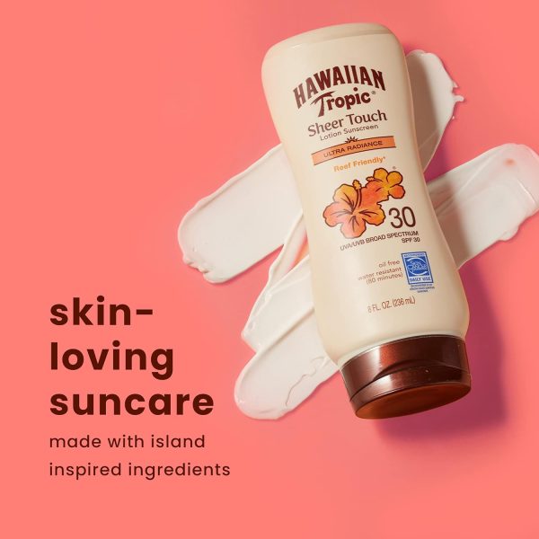 Hawaiian Tropic SPF 30 Broad Spectrum Sunscreen and After Sun Pack with 8oz Sheer Touch Moisturizing Sunscreen Lotion and 6oz Silk Hydration Weightless After Sun Lotion - Image 3