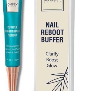 Onsen Secret Cuticle Cream + Double Sided Nail File 120/180 Grit, Cuticle Oil - Japanese Natural Healing Minerals Nail Care Serum. Sooth, Repair, & Strengthen Cuticles & Nails, Non-Greasy – 30ml