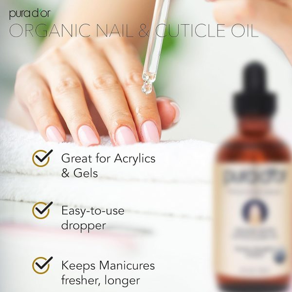 PURA D'OR Organic Nail & Cuticle Oil (4oz) - Enriched with Biotin, Vitamin E, Natural Ingredients - Nourishing Treatment for Nail Growth & Healthy Beds - Image 2