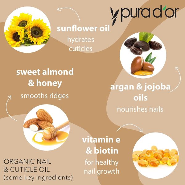 PURA D'OR Organic Nail & Cuticle Oil (4oz) - Enriched with Biotin, Vitamin E, Natural Ingredients - Nourishing Treatment for Nail Growth & Healthy Beds - Image 3