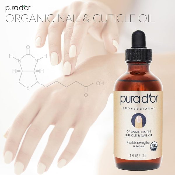 PURA D'OR Organic Nail & Cuticle Oil (4oz) - Enriched with Biotin, Vitamin E, Natural Ingredients - Nourishing Treatment for Nail Growth & Healthy Beds - Image 5
